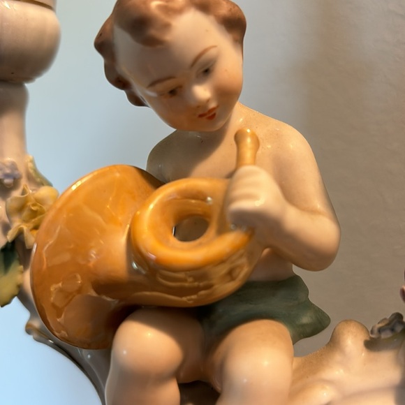 Stunning Pair Dresden Porcelain Cherub Putti Candlesticks Germany - Picture 4 of 13